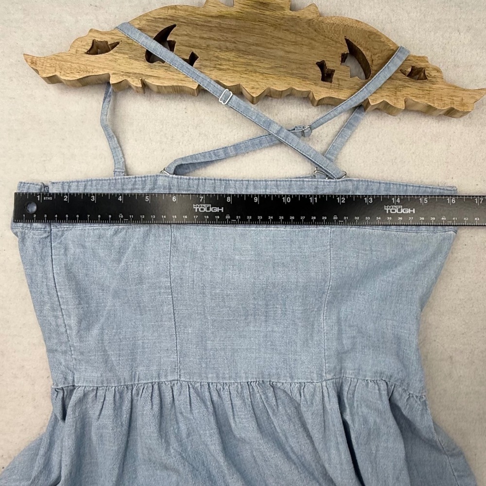 Merona Denim Embroider Sundress Size 8 Spaghetti Strap strapless retro 90s Y2K - Picture 11 of 14